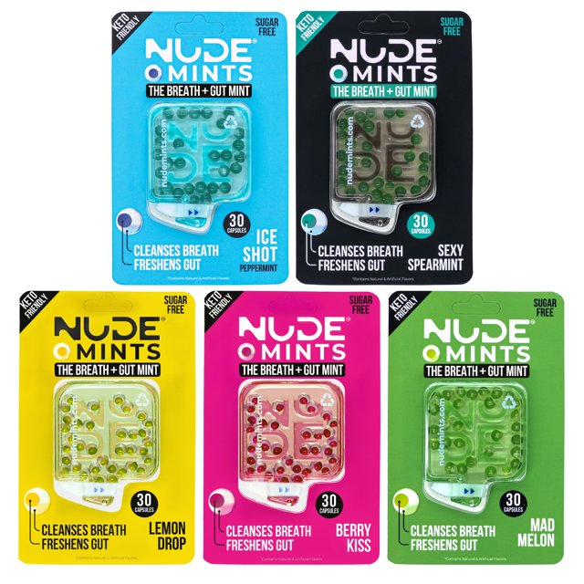 NUDE Mints, Gut Mints for Digestive Support + Bad Breath, Variety (All