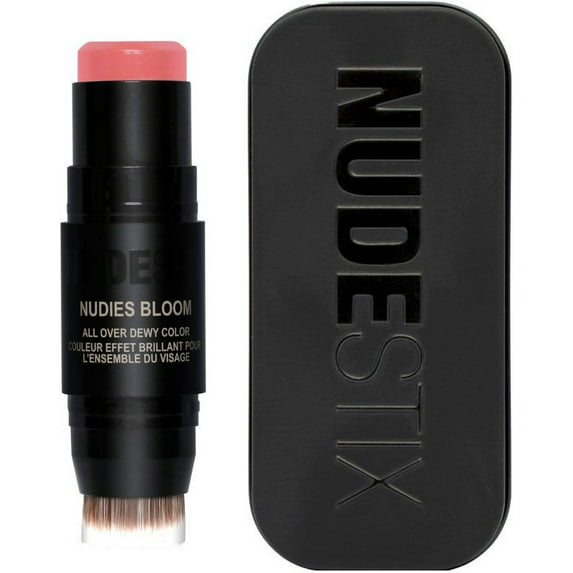 Nudestix Nudies Bloom Dewy and Radiant Cream Blush 3-in-1 All Over Face Colour for Cheeks, Eyes and Lips W/Blending Brush Cherry Blossom Babe