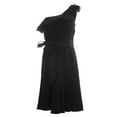 thumbnail image 1 of NUE by Shani Women's One Shoulder Organza Trim Dress Sz 6 Black, 1 of 2