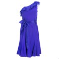 thumbnail image 1 of NUE by Shani Women's One Shoulder Organza Trim Dress Sz 6 Plum, 1 of 2