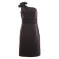 thumbnail image 1 of NUE by Shani Women's One Shoulder Satin Trim Dress Sz 6 Brown, 1 of 2