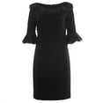 thumbnail image 1 of NUE by Shani Women's Ruffled 3/4 Sleeve Sheath Dress Sz 6 Black, 1 of 2
