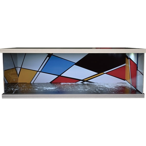 NUEIOVRW 1:43 Diorama Diecast Car Garage Model, Tri-Color LED Lighting Parking Lot Scene Display Case, Multi-Combination Model Cars Display Storage, Building Model Garage, 13.39*6.69*4.65in