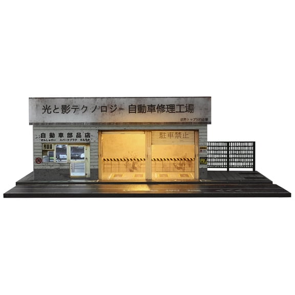 NUEIOVRW Diorama 1:64 Parking Lot Model, LED Lighting Diecast Car Garage Display Model, Car Showroom Scene Building Model Toy Gift, Car Models Display Case