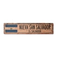thumbnail image 1 of NUEVA SAN SALVADOR EL SALVADOR Vintage Aluminum Street Sign Salvadoran flag city country rustic metal tin gift | Indoor/Outdoor | 24" Wide, 1 of 4