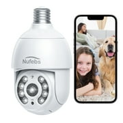 NUFEBS 2MP Light Bulb Security Camera, Security Cameras for Outdoor Indoor, Home Security with Full Color Night Vision, 355° Monitoring, Auto Tracking, 24/7 Recording