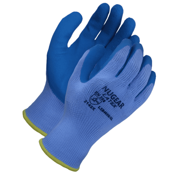NUGEAR 10 Gauge, Blue Crinkle Latex Coated Gloves LXB4555 12 Pairs - S