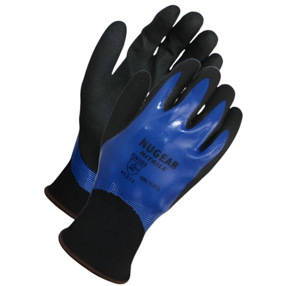 NUGEAR 13 Gauge, Blue Fully Nitrile Coated Black Sandy Nitrile Palm Gloves NBL1157 12 pairs - L