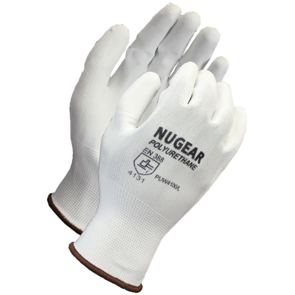 NUGEAR 13 Gauge, White Polyurethane Coated Gloves PUW4100 12 Pairs - XS