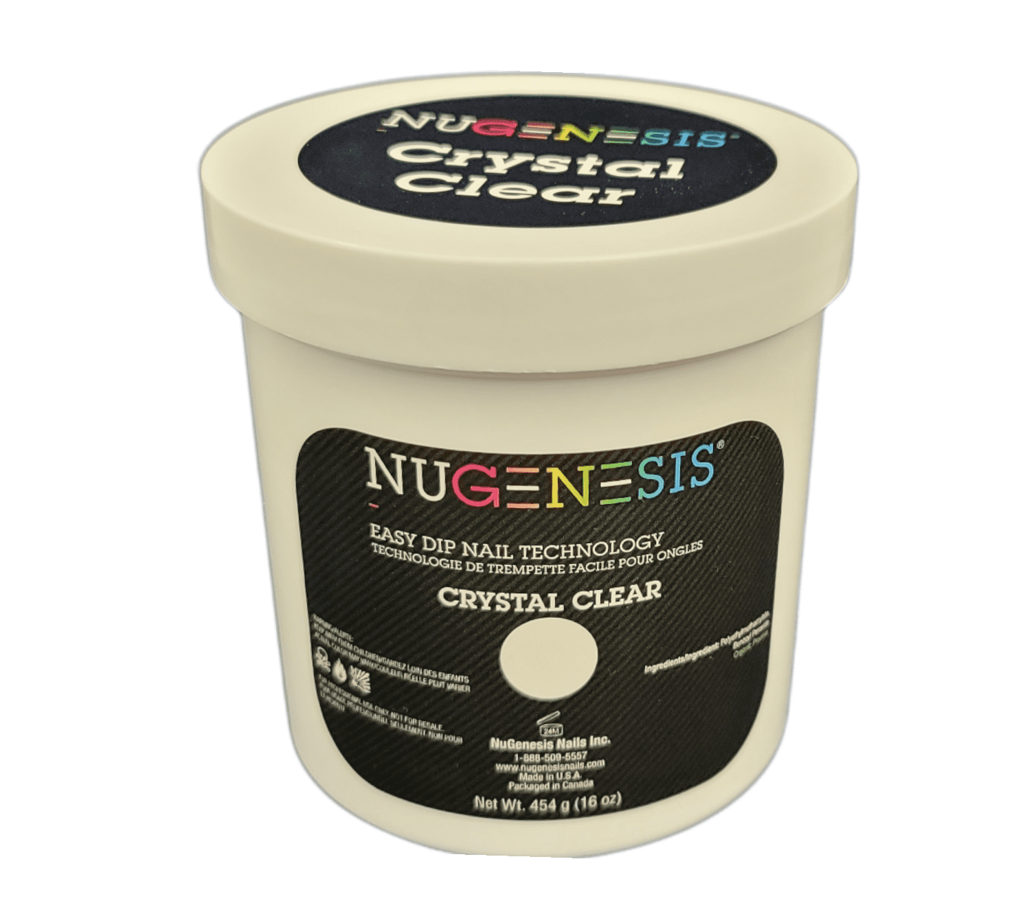 NUGENESIS  Easy Dip Nail Technology Dipping Powder CRYSTAL CLEAR - Refill size 16oz/454g
