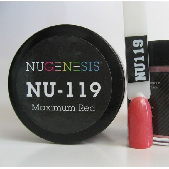 NUGENESIS Nail Color Dip Dipping Powder 1.5oz/jar - NU119 Maximum Red
