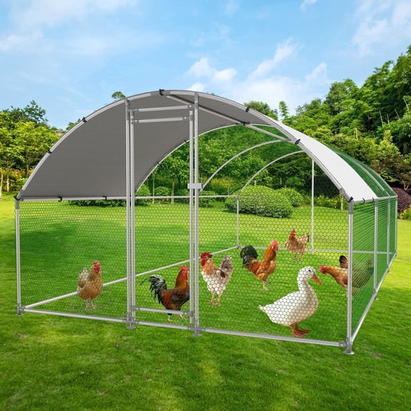 NUGRIART Extra Large Walk-In Chicken Coop, Waterproof Steel Chicken Run with Rabbits, Hens, 19.7'L×9.8'W×6.5'H