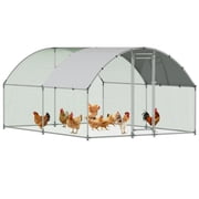 NUGRIART Walk-In Metal Chicken Coop with Waterproof Cover, Large Outdoor Galvanized Steel Chicken Run for Chickens and Poultry 13 x 10 x 6.5