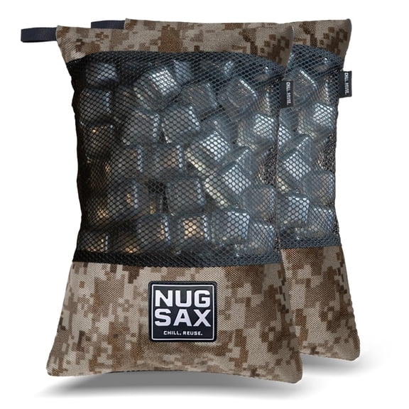 NUGSAX The Desert Storm Camo Duo (2 Pack) Original Premium Bagged Reusable Ice Cubes for Coolers, 200 Water-Filled Cubes, 8 lbs