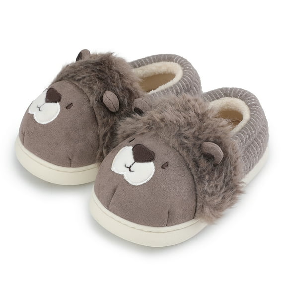 NUH Toddler Boys Girls Slippers Comfy Memory Foam House Slippers Soft Non-slip Bedroom Slipper Shoes Gray 7-8