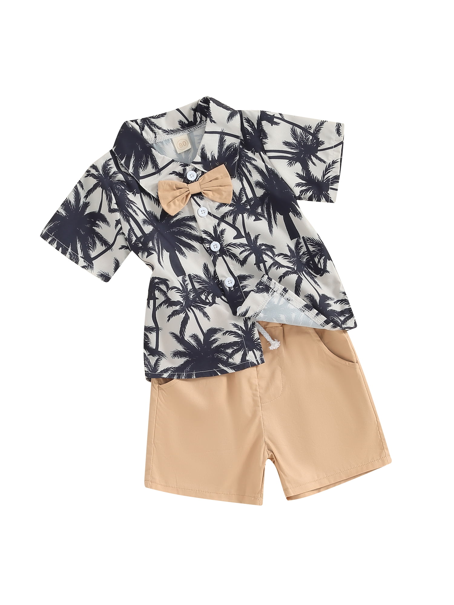NUIDARAIO Toddler Boys Summer Shorts Sets Short Sleeve Tropical Tree