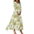 thumbnail image 1 of NUINUI Beach Vacation Dress,Women's Floral Maxi Dress Elegant Long Sleeve V-Neck Casual Flowing Gown for Parties and Daily Wear,Size:L,Army Green, 1 of 5