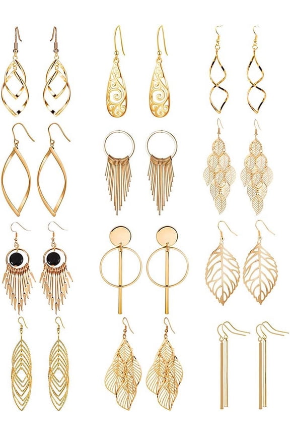 12 Pairs Drop Dangle Earrings boho Fashion Jewelry Vintage Statement Boho Bohemian Earrings Set for Women