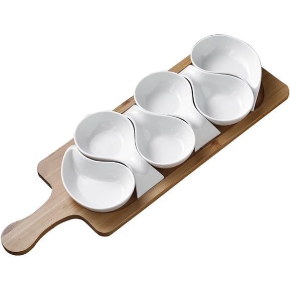NUISISA Dim Sum Tray Creative Sauce Tray Separate Ceramic Fruit Tray Dim Sum Tray Bamboo Tray Afternoon Tea Dim Sum Tray Restaurant