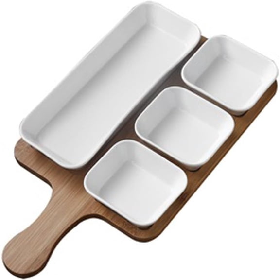 NUISISA Dim Sum Tray Creative Sauce Tray Separate Ceramic Fruit Tray Dim Sum Tray Bamboo Tray