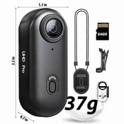 NUISK 4K Mini Action Camera with Wi-Fi, 128GB Memory, Waterproof Case, Bike Mount, and Accessory Kit - Black