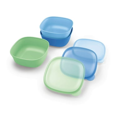 NUK 3 Piece Microwave-Safe Stacking Baby Bowls with Lids, Assorted Colors