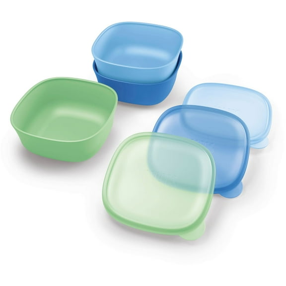 NUK First Choice Stacking Bowls and Lids, Assorted Colors, 3 Pack