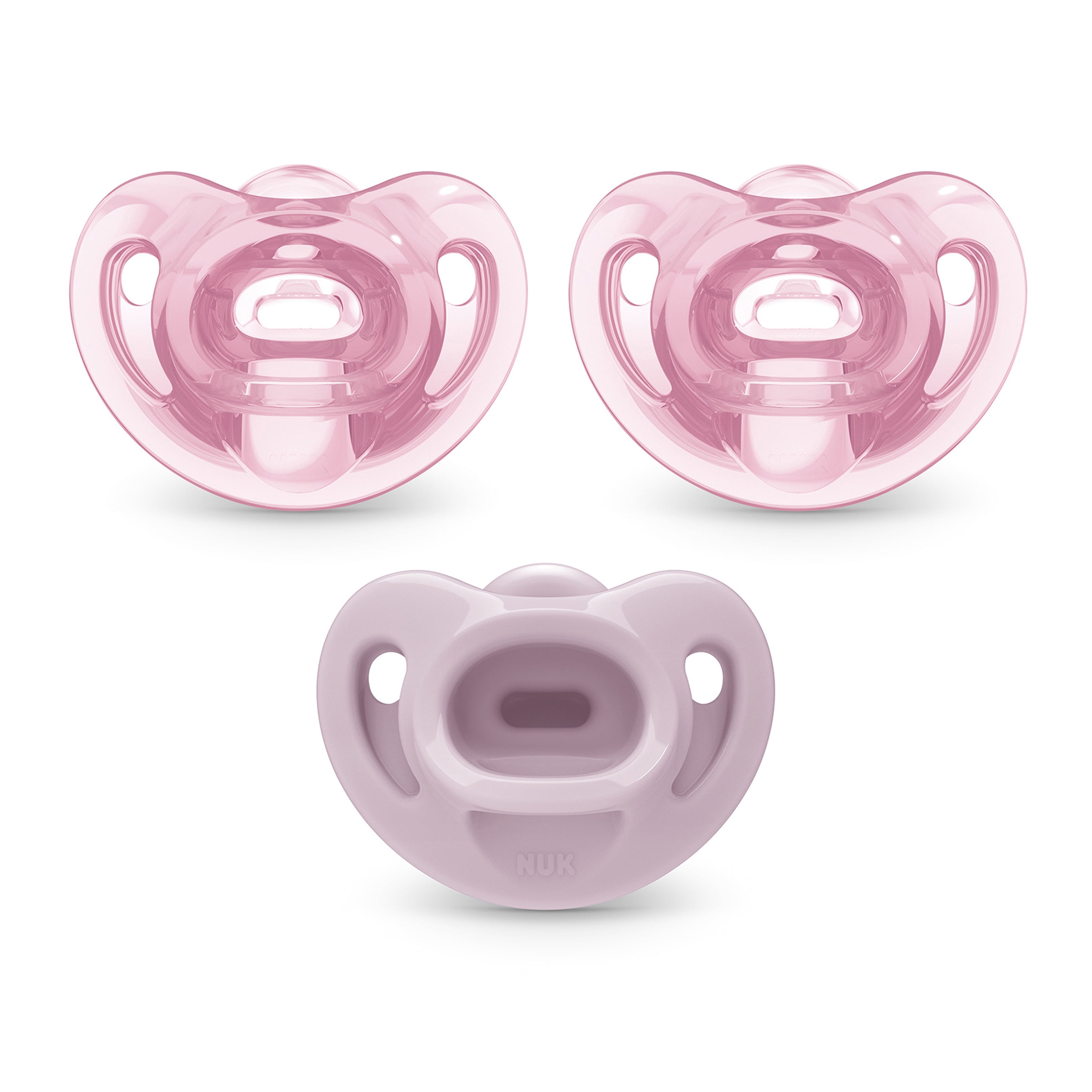 NUK® Comfy™ Orthodontic Pacifiers, Pink/Purple, 06 Months, 3Pack