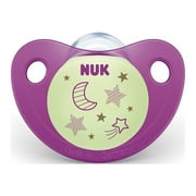 NUK Cute-as-a-Button Glow-in-the-Dark Orthodontic Pacifiers, Girl, 6-18 Months, 2-Pack