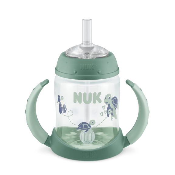 NUK First Choice Learner Toddler Baby Sippy Cup with Straw, 6+ Months, 5 oz, Green