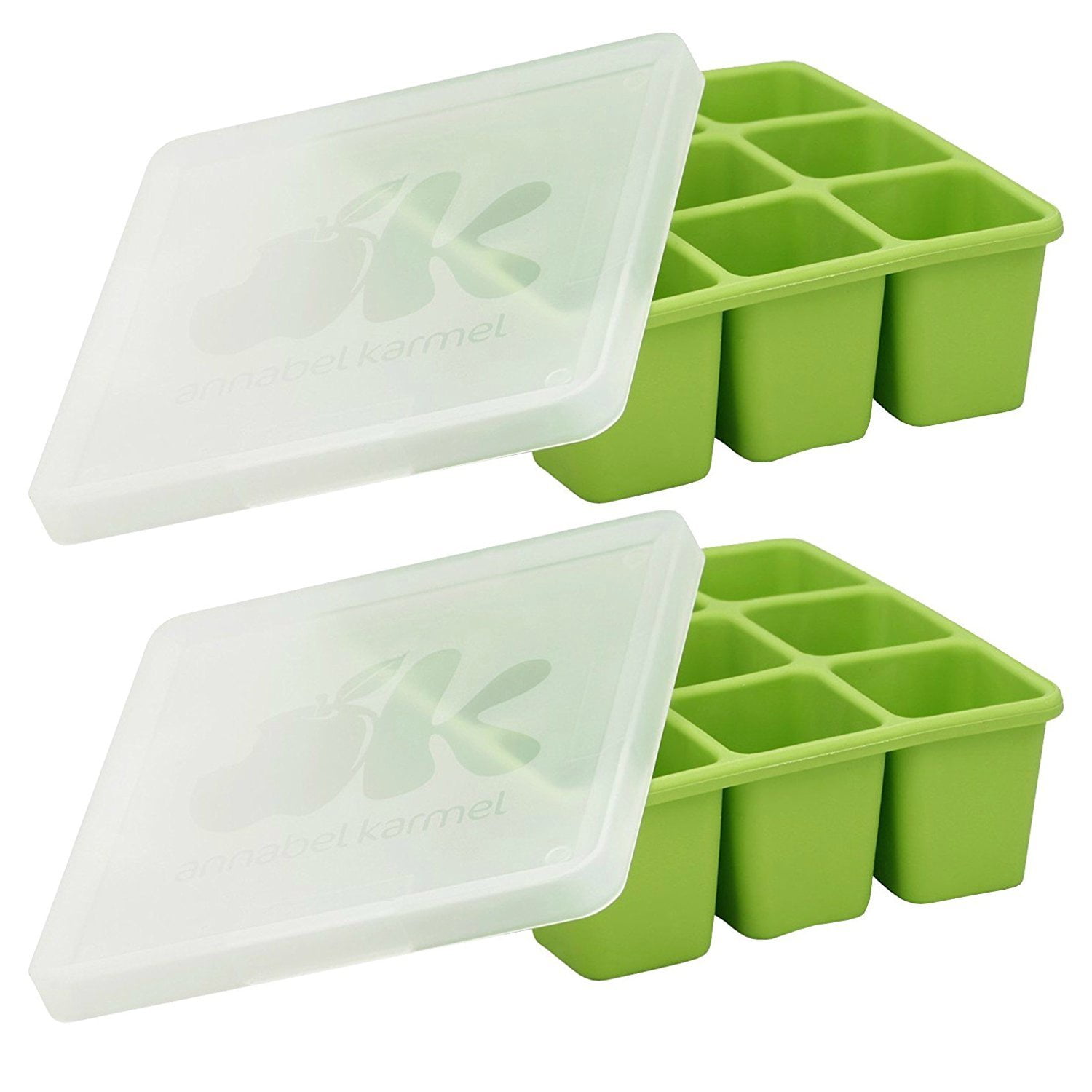 Simka Rose Baby Food Freezer Tray and Storage with Clip on Lid, BPA Free Silicone, 2.5 oz Portions (Olive, 7 Portion), Green