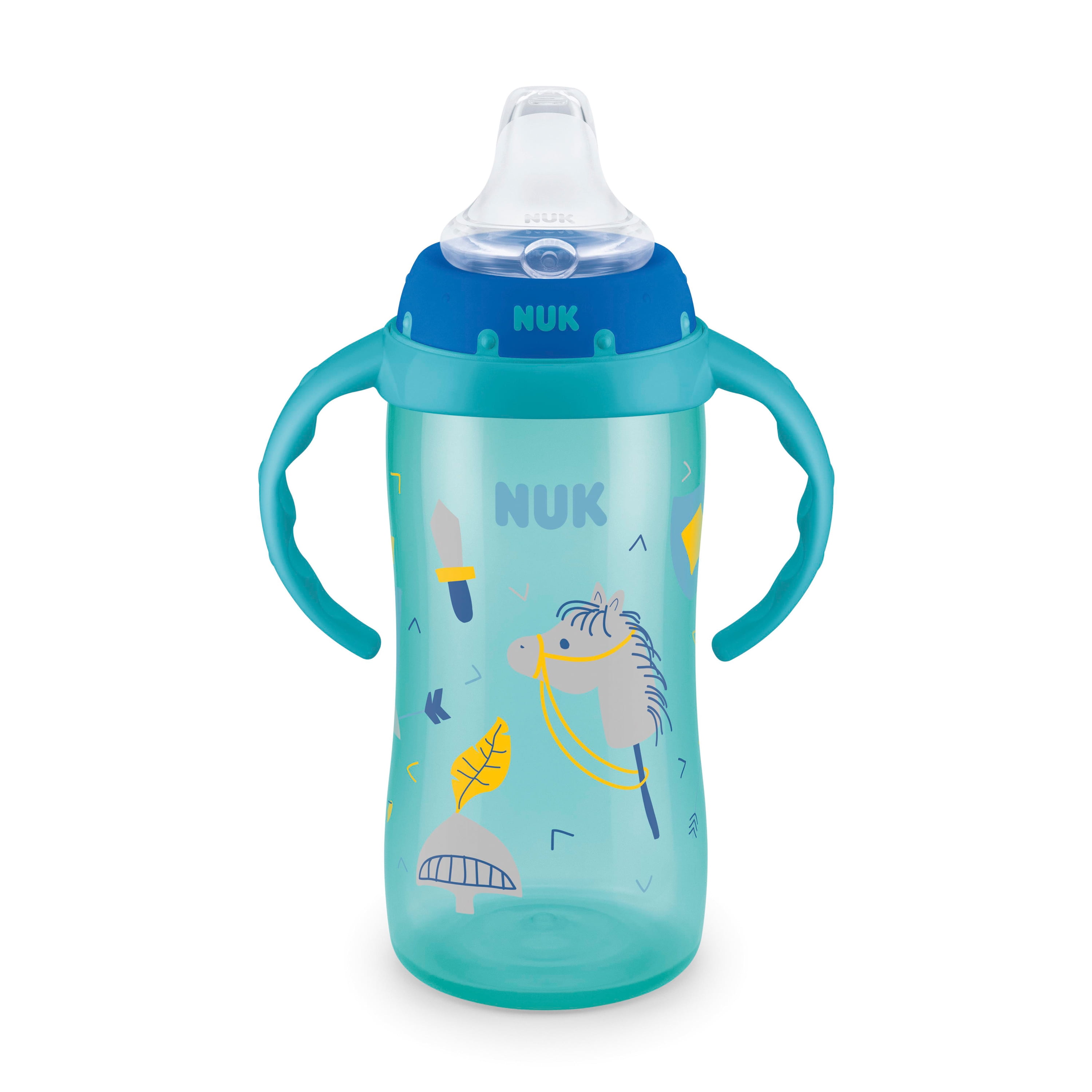NUK Jungle Designs Large Learner Cup with Handles, 10 oz, 1-Pack, Silicone, BPA-Free (Boy)