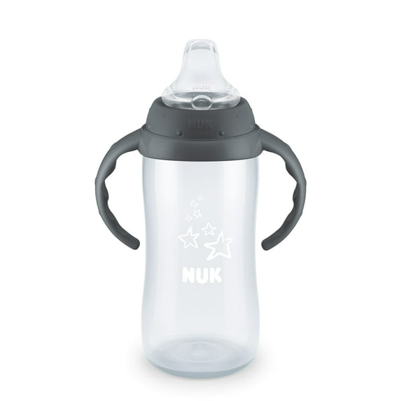NUK Large Learner Tritan Cup, Soft Spout, 10 Ounce, Gray Star, 1 Count