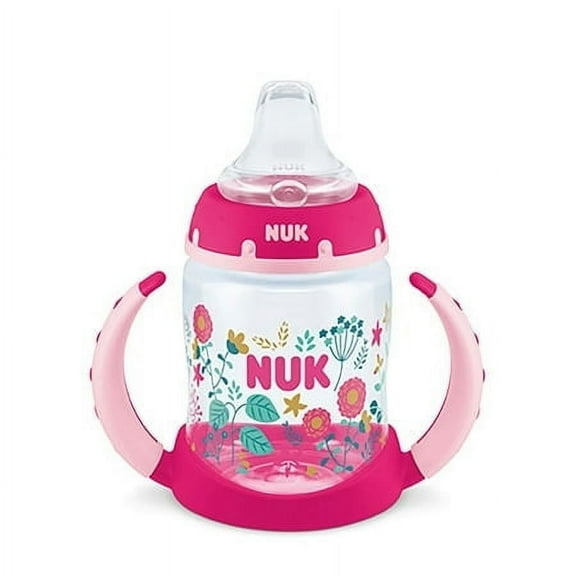NUK Learner Cup, 5 oz Soft Spout Sippy Cup, 1 Pack, 6+ Months, Pink, Girl