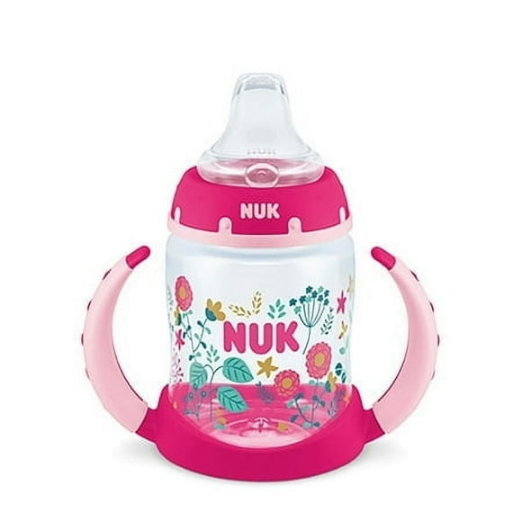 NUK Learner Cup, 5 oz Soft Spout Sippy Cup, 1 Pack, 6+ Months, Pink, Girl