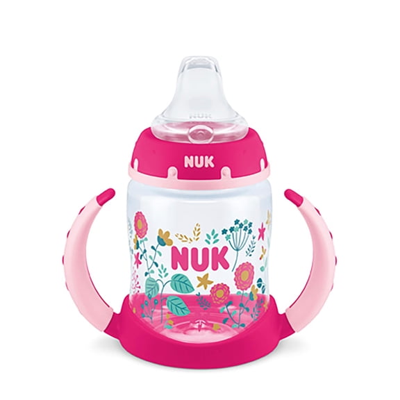 NUK Learner Cup, 5 oz Soft Spout Sippy Cup, 1 Pack, 6+ Months, Pink, Girl
