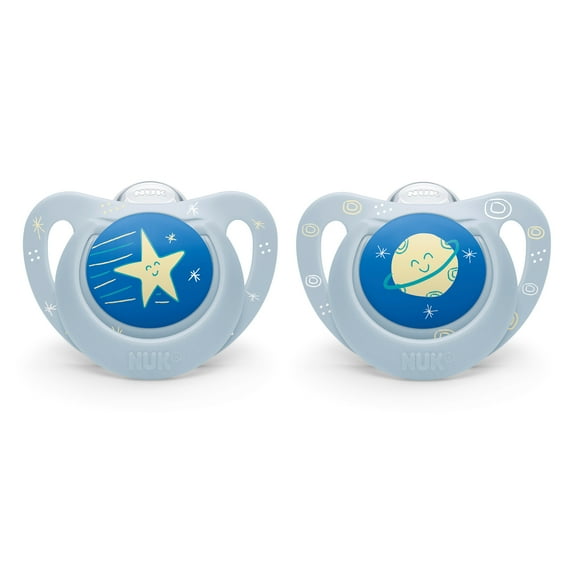 NUK Orthodontic Pacifiers, 0-6 Months, 2 Pack, Silver