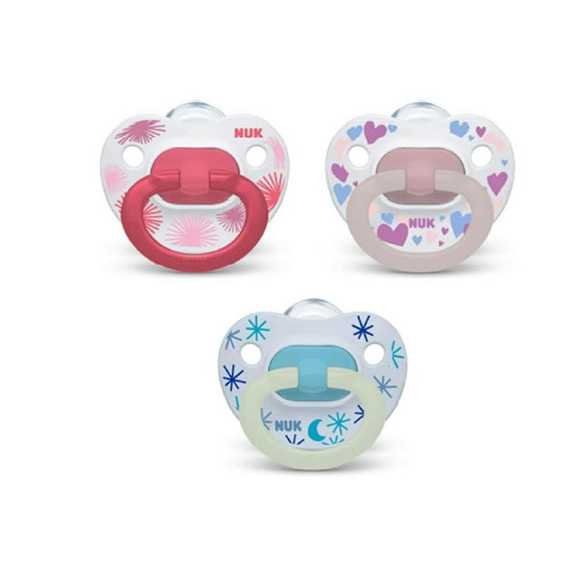 NUK Orthodontic Pacifiers, 18-36 Months, 3-Pack, Girls, Color May Vary