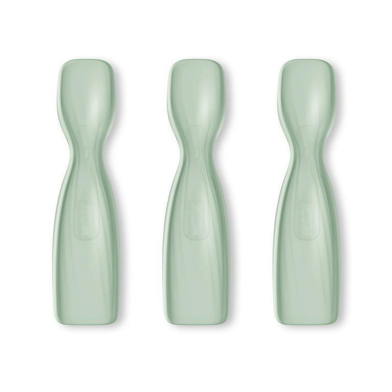 NUK Pretensil Scoop Silicone Baby Spoon, 3 Pack, Green 