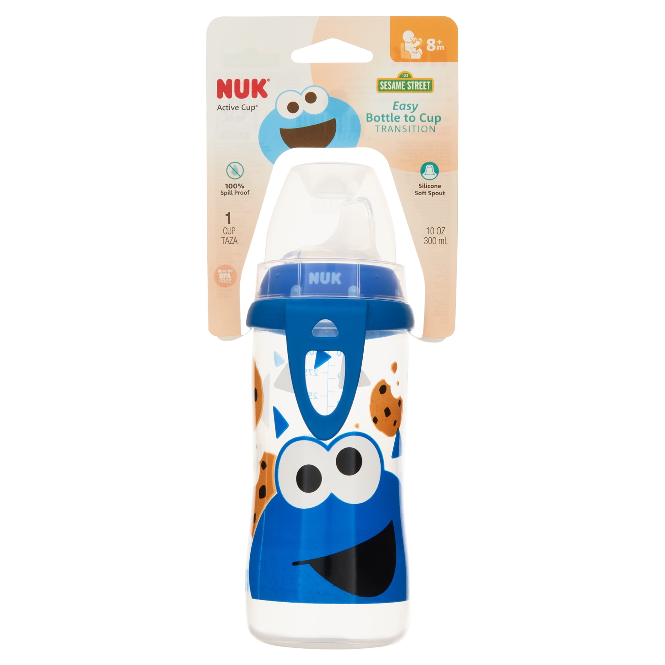 NUK Sesame Street Active Sippy Cup, 10oz, 2 Pack, Elmo and Cookie Monster