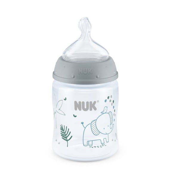 NUK Smooth Flow Anti-Colic Baby Bottle, 5 oz, Grey Elephant