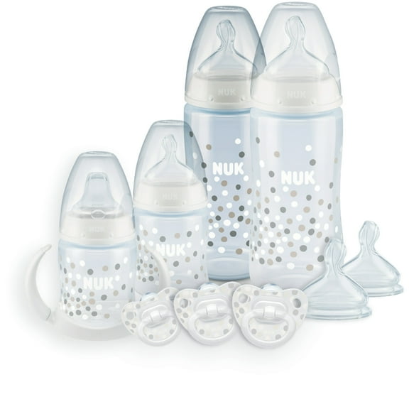 NUK Smooth Flow Anti-Colic Bottle Newborn Gift Set, 0+ Months, Blue, 9 Count