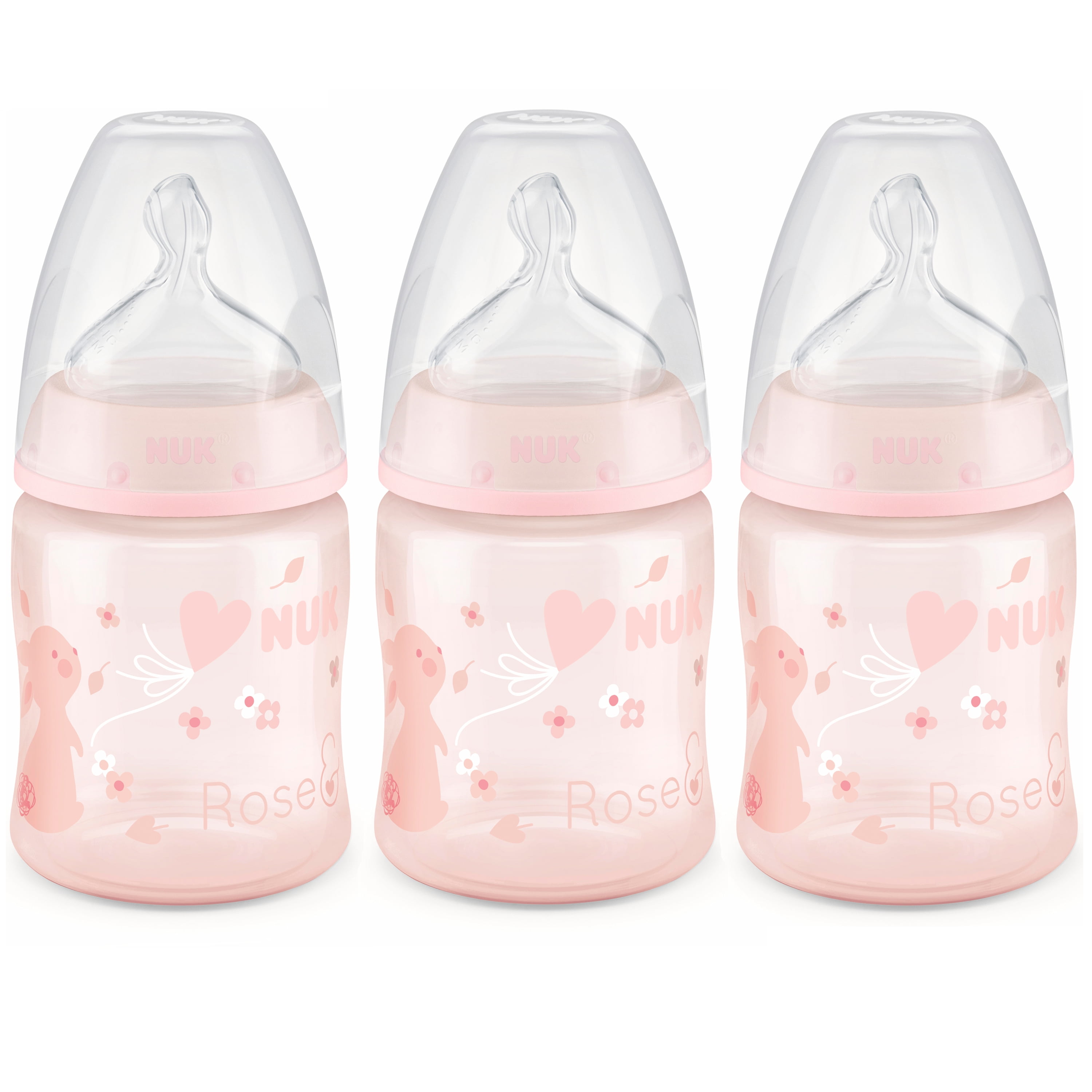 NUK Smooth Flow Anti-Colic Bottle, Rose & Blue, Colors May Vary, 5 oz, 3 Count