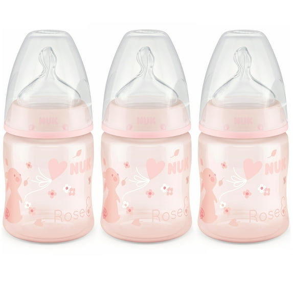 NUK Smooth Flow Anti-Colic Bottle, Rose & Blue, Colors May Vary, 5 oz, 3 Count