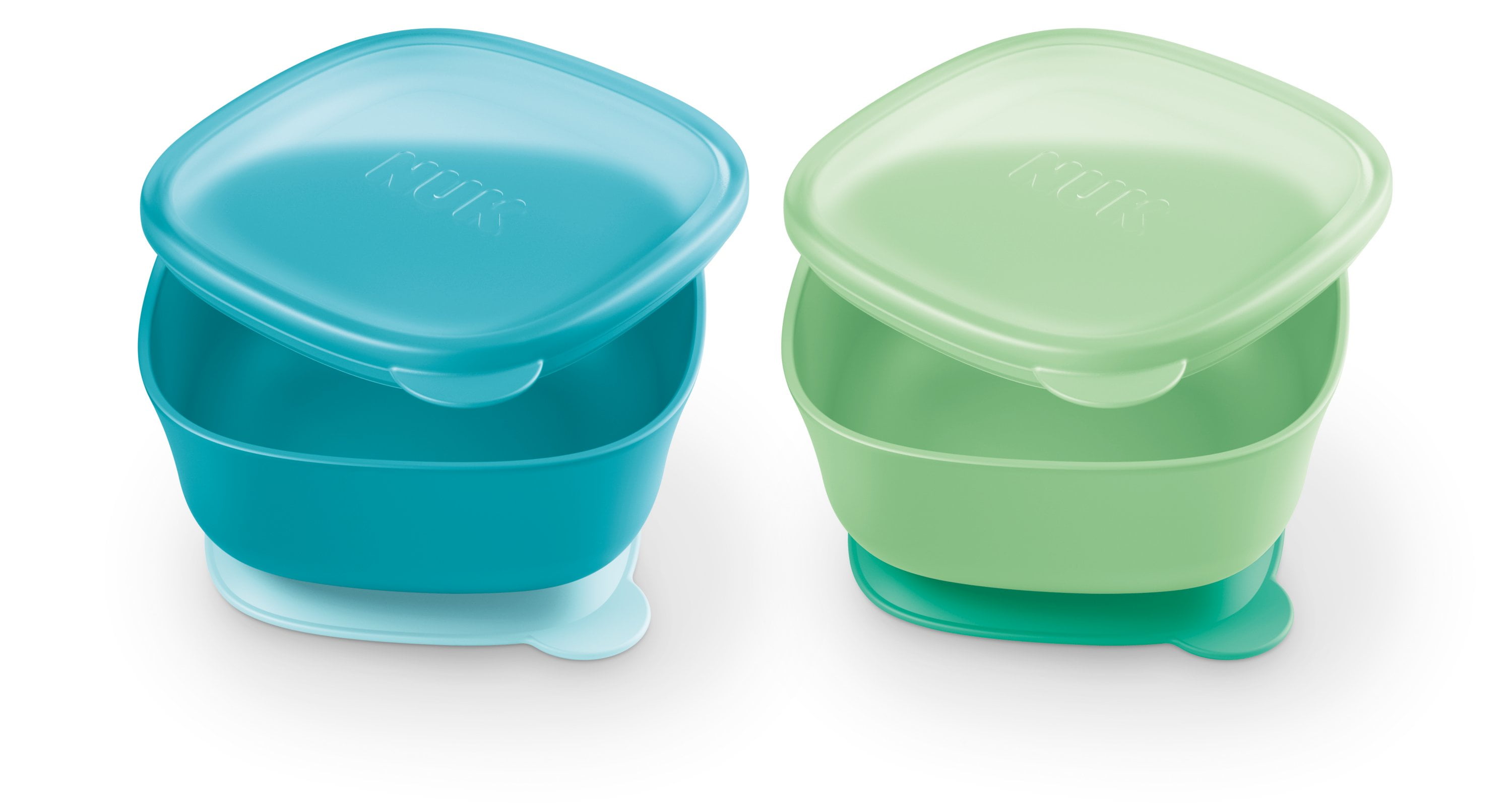 NUK Suction Bowl and Lid, Assorted Colors, 2 Pack, 6+ Months