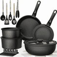 thumbnail image 1 of NULAS 21 Piece Pots and Pans Set Non Stick, Stackable RV Kitchen Cooking Set , Cookware Set with Detachable Handle, Dishwasher Safe, Oven Safe, Black, 1 of 7