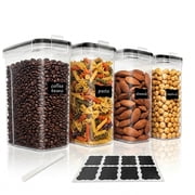 NULAS Airtight Food Storage Containers with Lids, 4pcs BPA-Free Plastic Meal Prep Containers & Kitchen Pantry Organization Canisters for Cereal, Dry Food, Flour