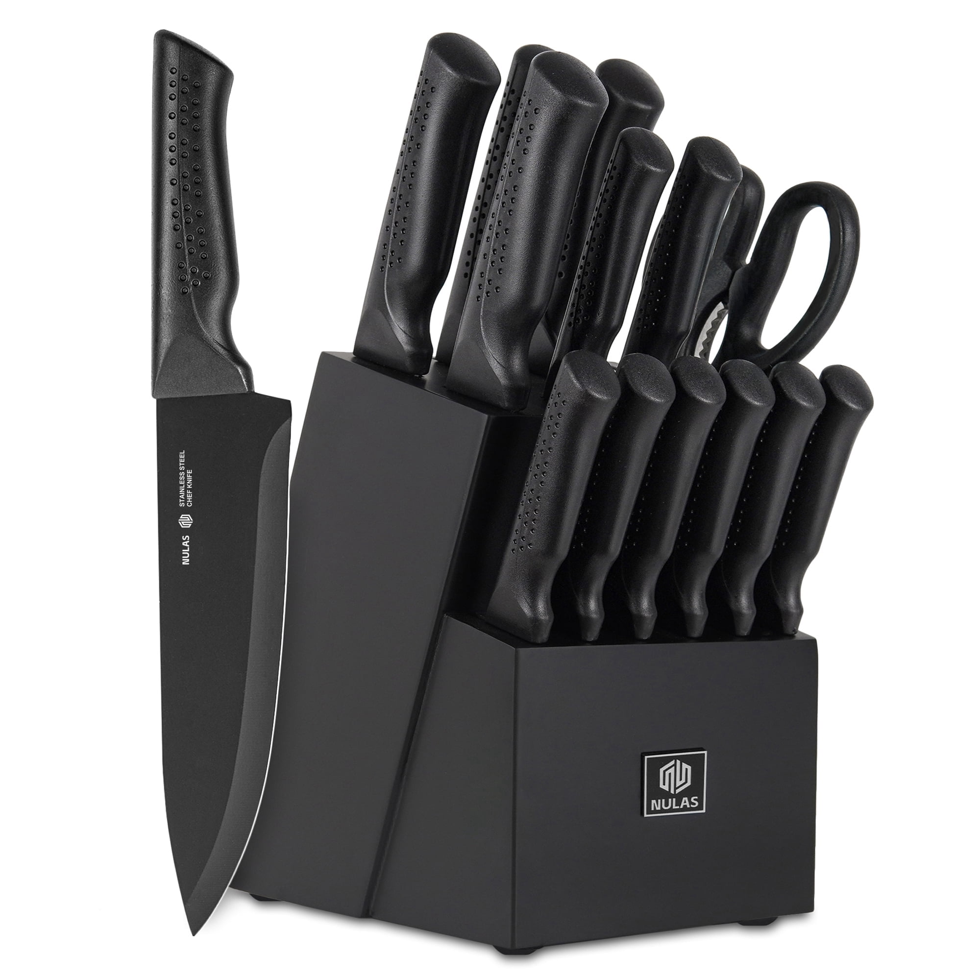 NULAS 14-Piece Knife Set – Complete Kitchen Set with Built-In Sharpener $31.49