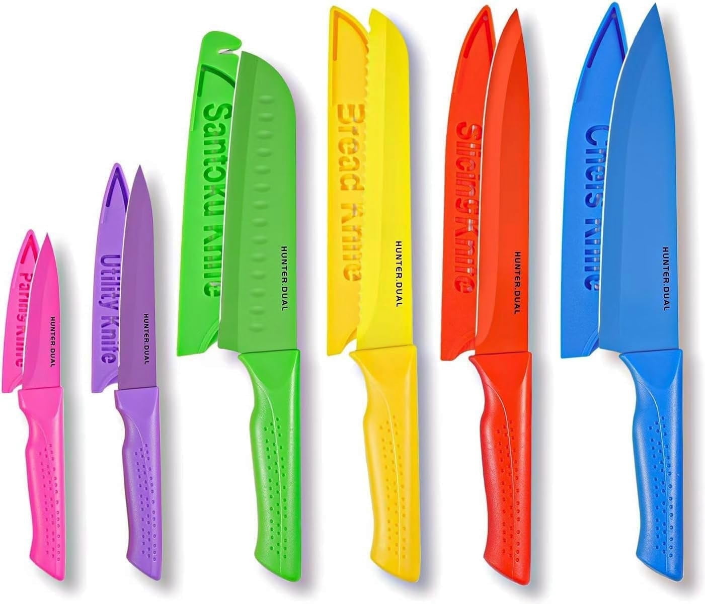 NULAS Knife Set, 6-PC Colorful Kitchen Knife Set, 6 Sharp Kitchen Knives with Covers for Cooking, Cutting, Multicolor