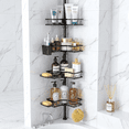 thumbnail image 1 of NULAS Shower Caddy with Tension Pole, 4-Tier Adjustable Corner Organizer for Shampoo, Soap and Bath Essentials, 43.5–120 in, Black, 1 of 8